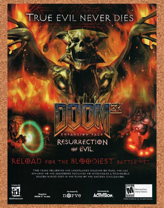 Doom 3 Xbox Resurrection Of Evil Original 2005 Ad Authentic FPS Video Game Promo