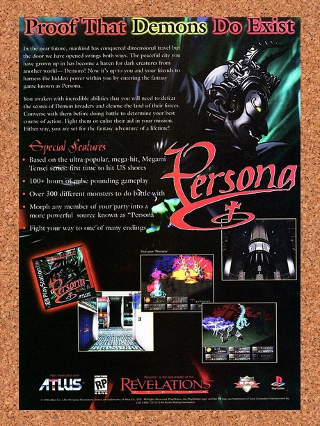 Persona 1 PS1 Original 1997 Ad Authentic ATLUS RPG Video Game Promo