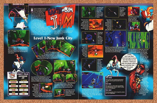 Earthworm Jim Genesis Original 1993 Ad Authentic Sega Video Game Review Promo