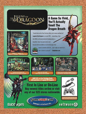 2000 Legend Of Dragoon GameStop Original Advertisement / Retro Promo v3