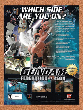 2002 Gundam Federation vs Zeon PS2 Original Advertisement / Retro Promo v1