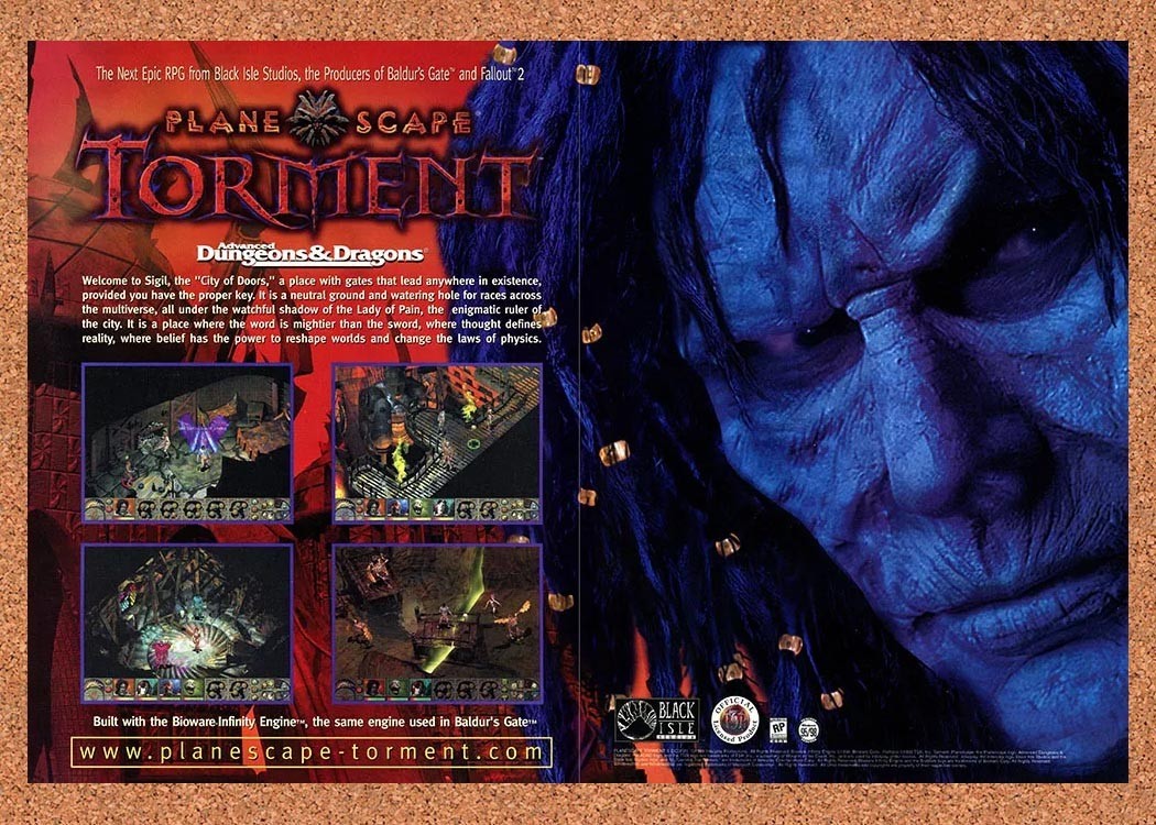 1999 PlaneScape Torment PC Original Advertisement / Retro Promo v2