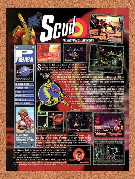 1997 Scud The Disposable Assassin Saturn Original Advertisement / Promo vr1