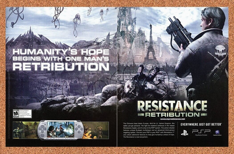 Resistance Retribution PSP Original 2009 Print Ad Authentic Video Game Promo
