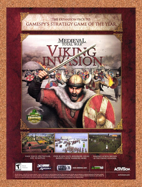 2003 Medieval Total War Viking Invasion PC Original Advertisement / Promo v1
