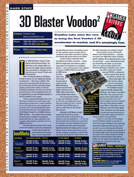 1998 Voodoo 2 3D Blaster Review Original Advertisement / Retro Promo vr1