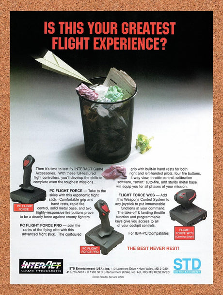1995 STD Flight Force Flight Sticks Original Advertisement / Retro Wall Art v13