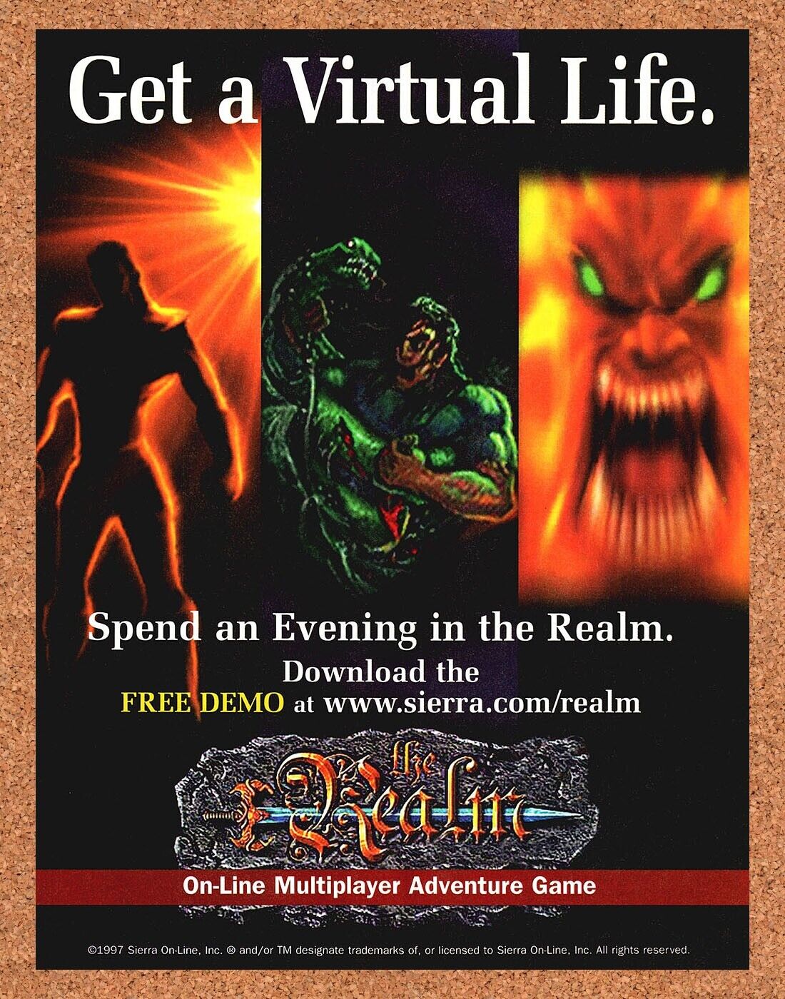 The Realm PC Original 1999 Print Ad Authentic Early MMORPG Video Game Art Promo