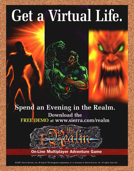 The Realm PC Original 1999 Print Ad Authentic Early MMORPG Video Game Art Promo
