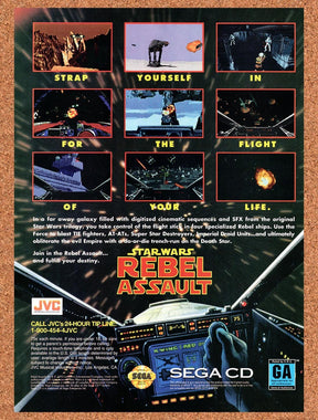 1994 Star Wars Rebel Assault Sega CD Original Advertisement / Retro Promo v3