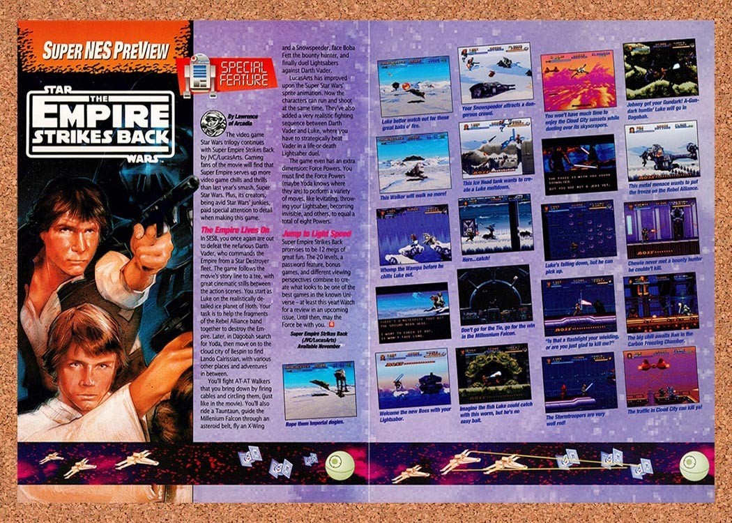 1993 Super Star Wars Empire Strikes Back SNES Original Advertisement / Promo vr4