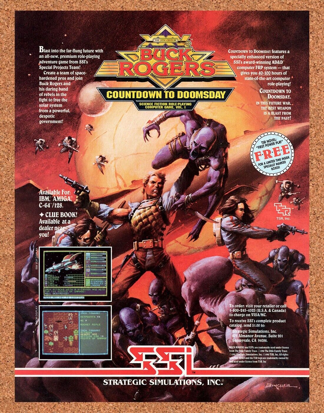 Buck Rogers Countdown To Doomsday Original 1989 Vintage Ad - Video Game Promo