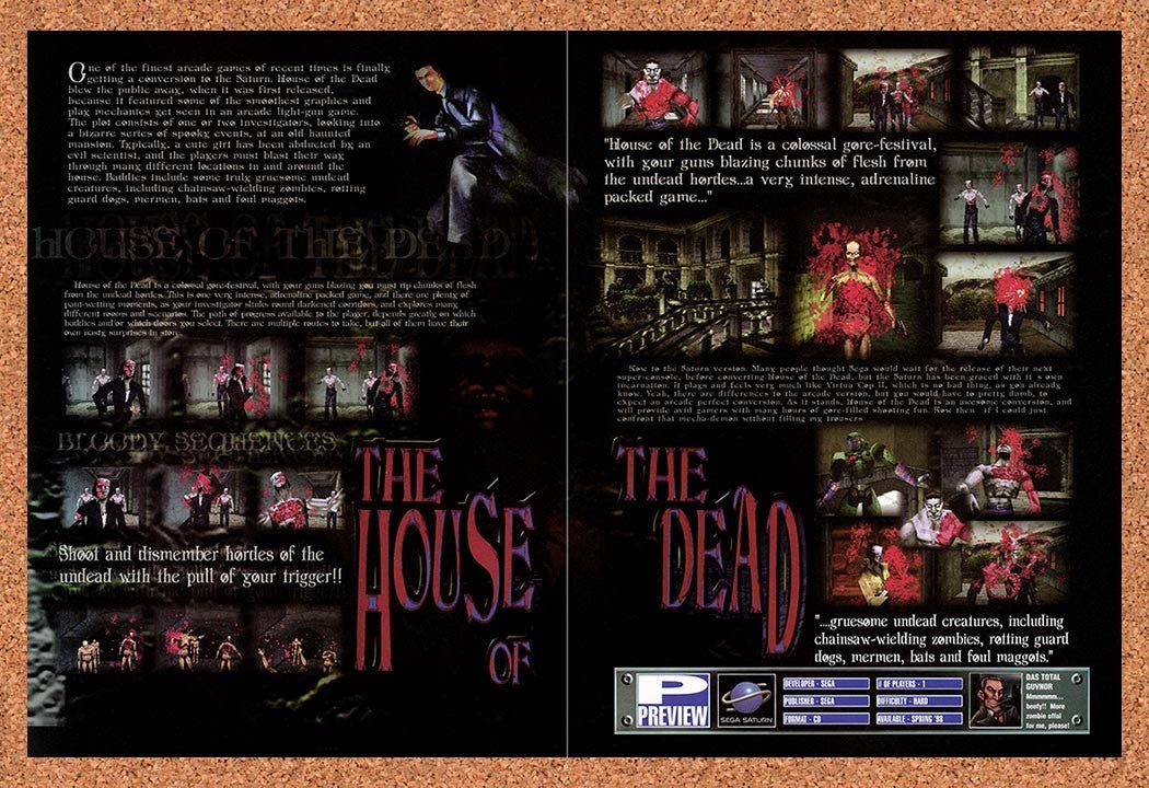 1998 House Of The Dead Saturn Original Advertisement / Retro Promo vr1