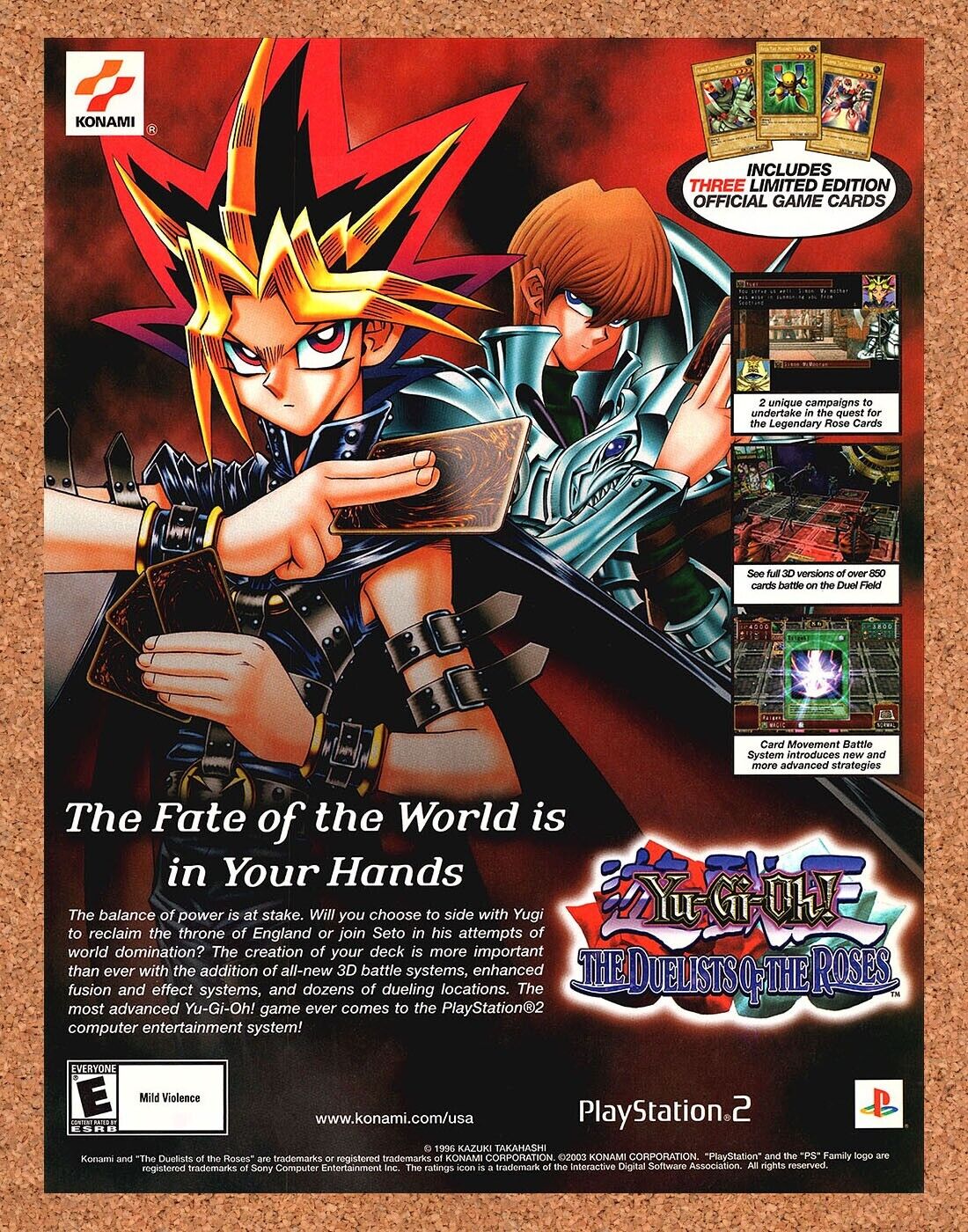 Yu-Gi-Oh PS2 Original 2002 Print Ad Authentic Konami Anime Video Game Promo