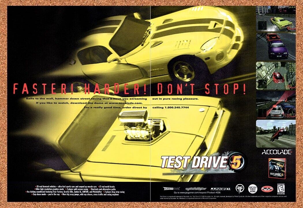 Test Drive 5 PC Original 1997 Vintage Ad - Innuendo Video Game Promo