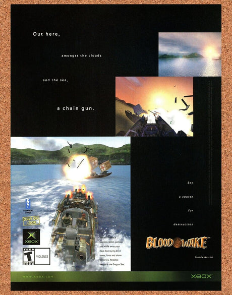Blood Wake Xbox Original 2002 Print Ad Authentic Video Game Wall Art Promo
