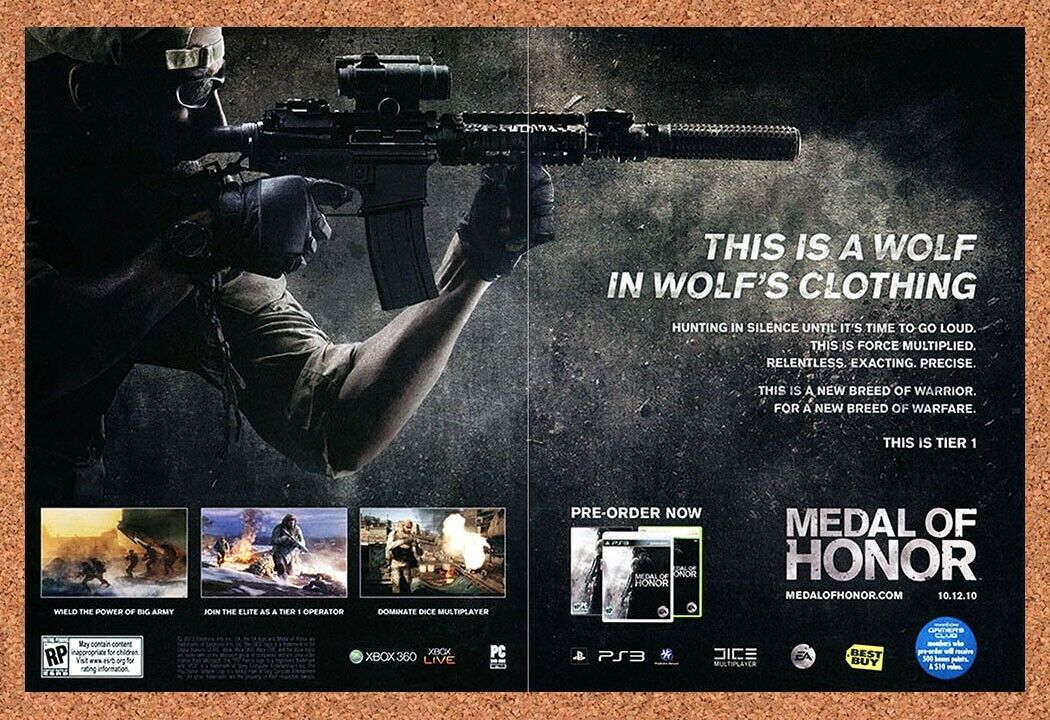 Medal Of Honor PS3 Original 2009 Ad Authentic Best Buy Video Game Promo