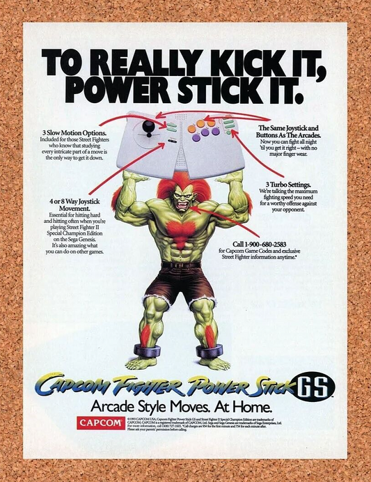 Capcom Fighter Power Stick Street Fighter Original 1993 Ad Video Game Promo