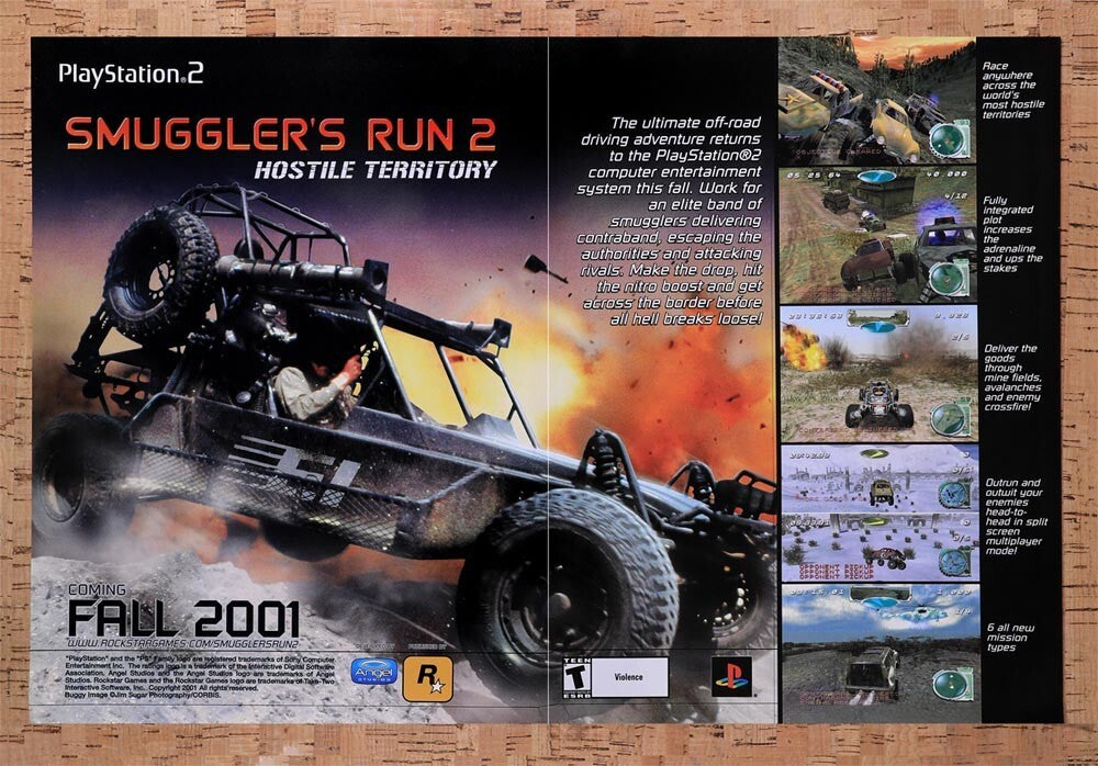 2001 Smugglers Run 2 Hostile Territory PS2 Original Ad / Retro Wall Art v2