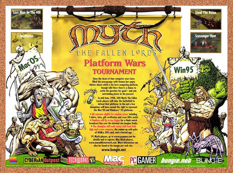 1998 Myth The Fallen Lords Platform Wars Tournament Original Ad / Promo v7