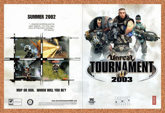 Unreal Tournament 2003 PC Original 2002 Vintage Ad - MVP DOA Video Game Promo