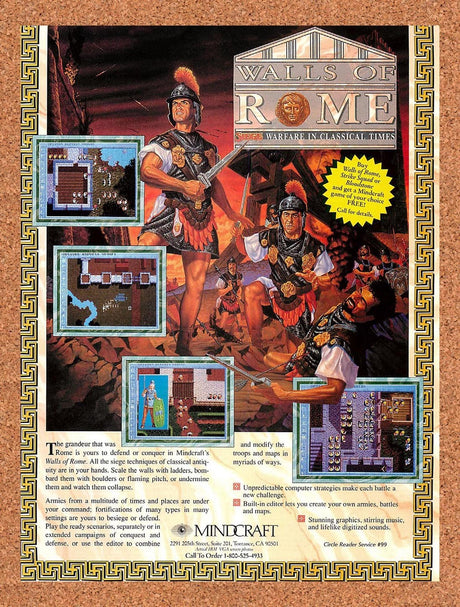 1994 Walls Of Rome Siege Warfare In Classical Times PC Original Ad / Promo v1