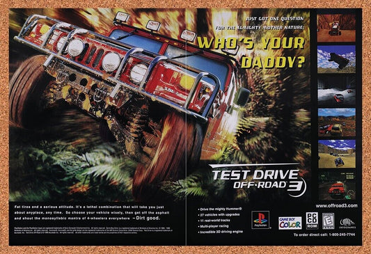 1998 Test Drive Off-Road 3 PS1 Original Advertisement / Retro Wall Art v1