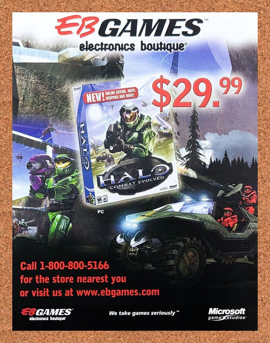 Halo Combat Evolved PC Original 2005 Ad Authentic EB Games Video Game Promo