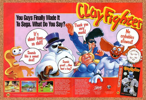 1994 ClayFighter Genesis Original Advertisement / Retro Wall Art v2