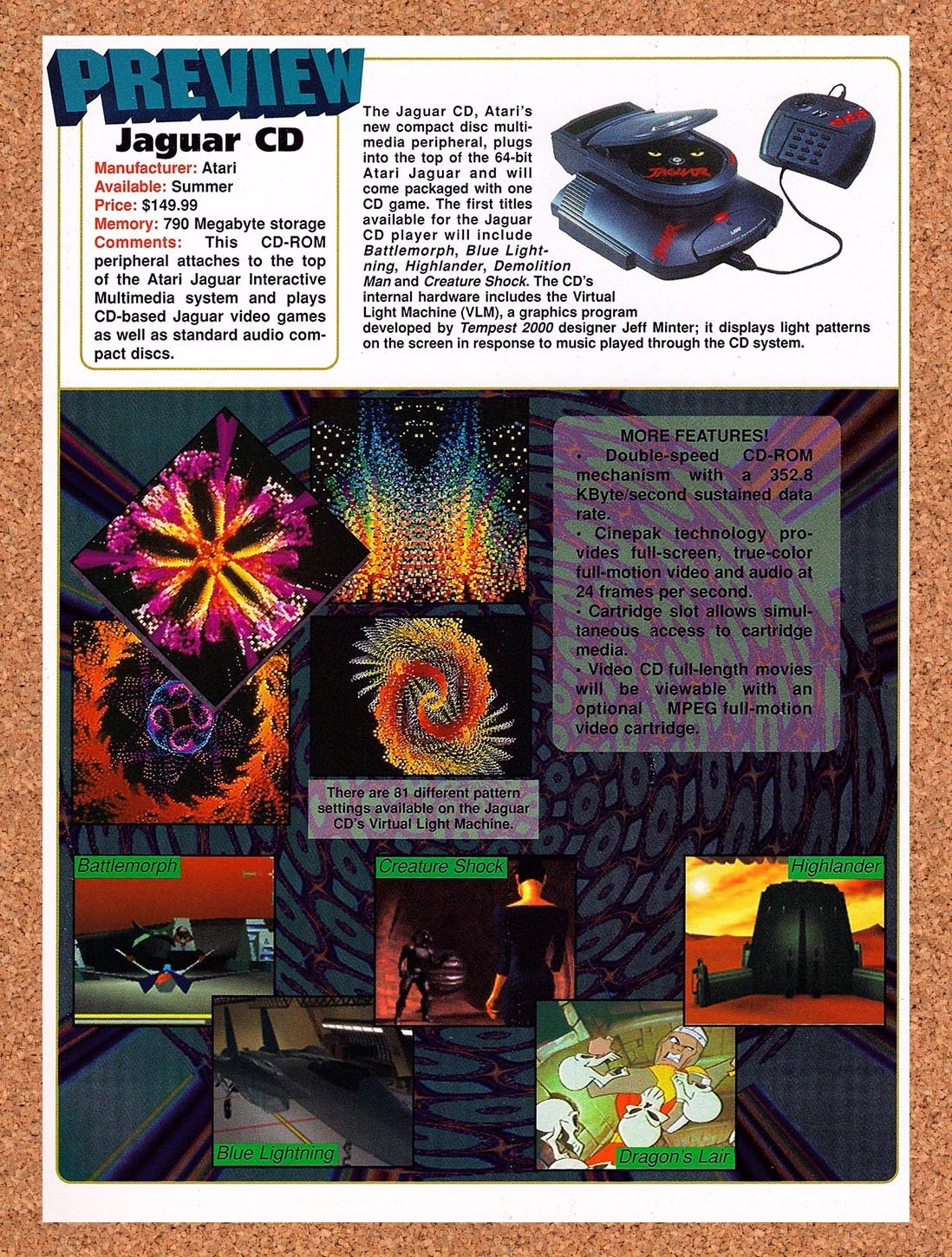 1995 Atari Jaguar CD Launch Preview Original Advertisement / Retro Promo vc5