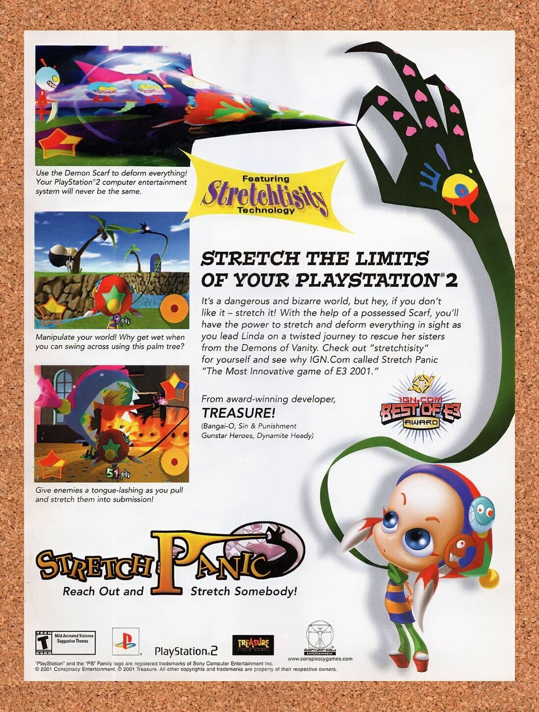 2001 Stretch Panic PS2 Original Advertisement / Retro Wall Art v1