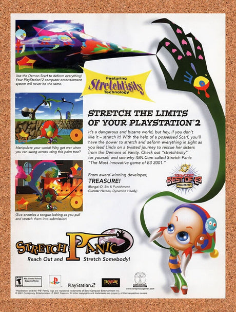 2001 Stretch Panic PS2 Original Advertisement / Retro Wall Art v1
