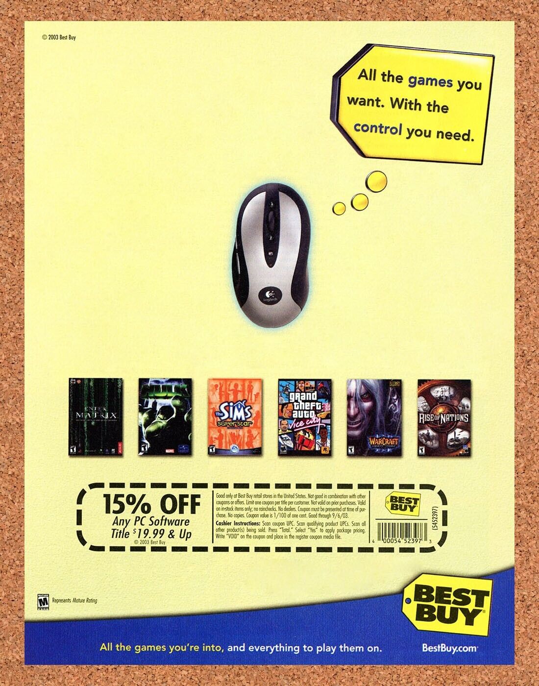 Best Buy PC Games Original 2002 Ad Authentic WarCraft Sims GTA Video Game Promo