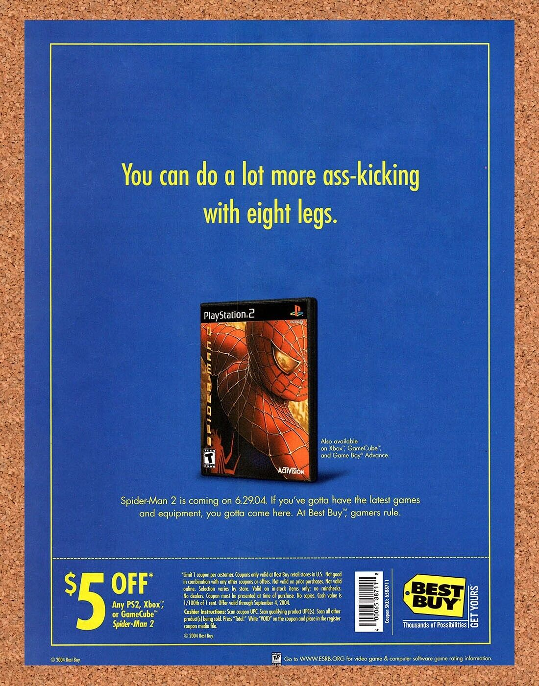 Spider-Man 2 PS2 Original 2003 Vintage Ad - Best Buy Video Game Rebate Promo