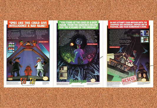 Kembo Seika NES Games Original 1989 Vintage Ad - 3-Part Video Game Promo