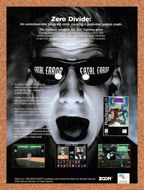 1996 Zero Divide PS1 Original Advertisement / Retro Wall Art v1
