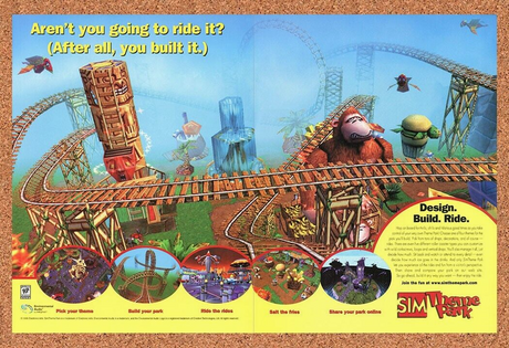 Sim Theme Park PC Original 1999 Ad Print Authentic Video Game Promo v1