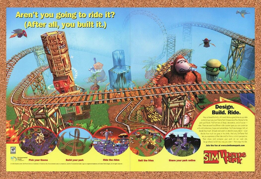 Sim Theme Park PC Original 1998 Ad Print Authentic Video Game Promo v1