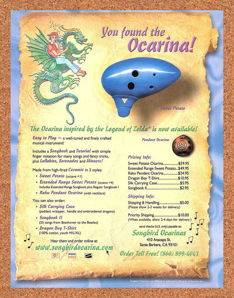 Zelda GameCube Original 2002 Ad Authentic Ocarina Video Game Sweepstakes Promo