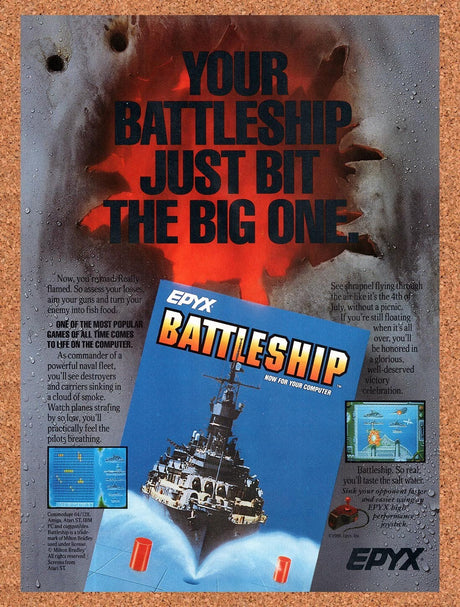 1988 Battleship Amiga Original Advertisement / Retro Wall Art v1