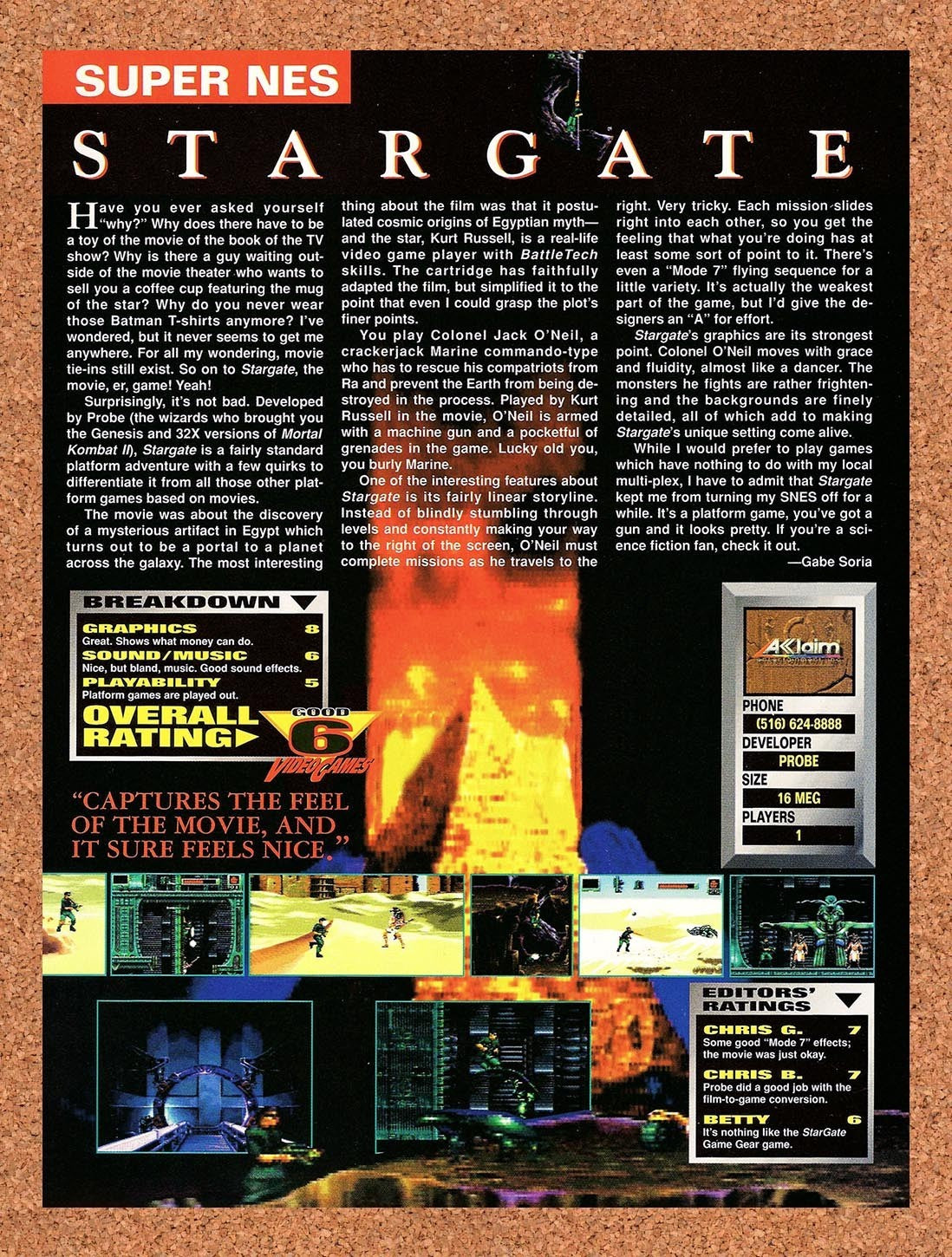 1995 Stargate SNES Original Advertisement / Retro Promo vr1