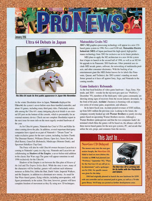 1995 Nintendo 64 Ultra 64 Debuts In Japan Original Ad / Retro Wall Art v9