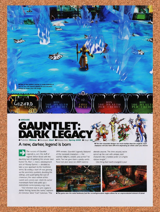 1999 Gauntlet Dark Legacy Arcade Original Advertisement / Retro Wall Art v5