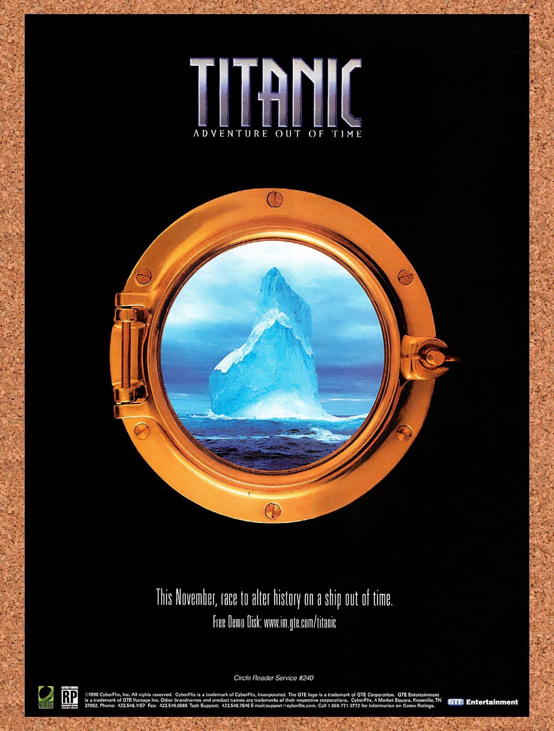 1996 Titanic Adventure Out Of Time PC Original Advertisement / Retro Promo v2