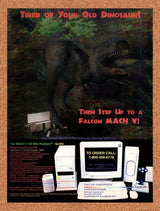 Falcon Northwest Original 1995 Vintage Ad - Dinosaur Retro Tech Promo