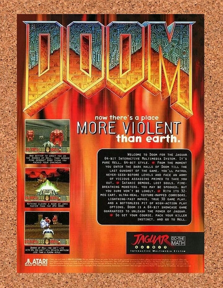 Doom Atari Jaguar Original 1995 Ad Authentic Horror FPS Video Game Promo