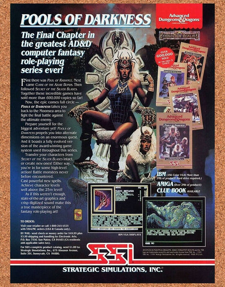 Advanced Dungeons And Dragons Amiga Pools Of Darkness Original 1992 Ad Promo Art