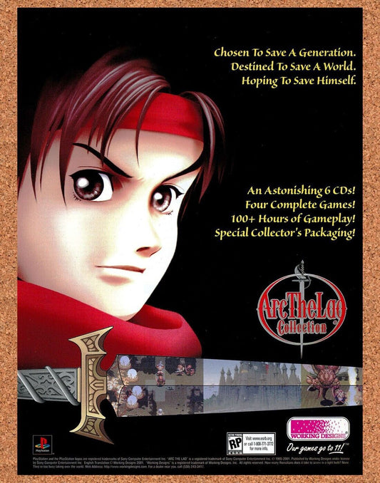 Arc The Lad Collection PS1 Original 2001 Ad Authentic Video Game Promo Wall Art