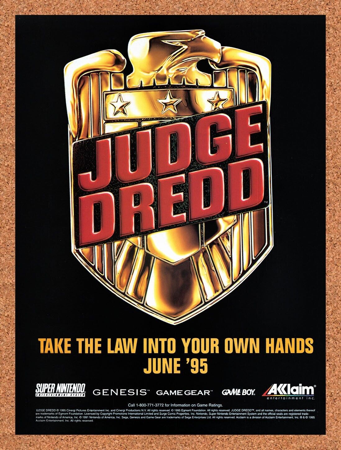 1995 Judge Dredd Genesis Original Advertisement / Retro Wall Art v1