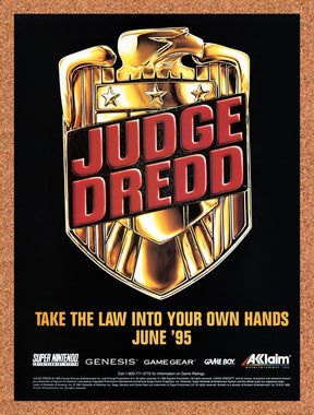 1995 Judge Dredd Genesis Original Advertisement / Retro Wall Art v1